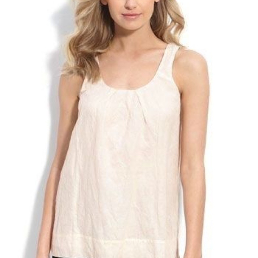 Eileen Fisher Shadow Stripe Cotton/Silk Bone Top